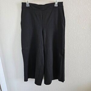 Adrianna PAPELL Woman SZ 12 Ponte Knit Wide Leg Cropped Pant Pull On Black Moder